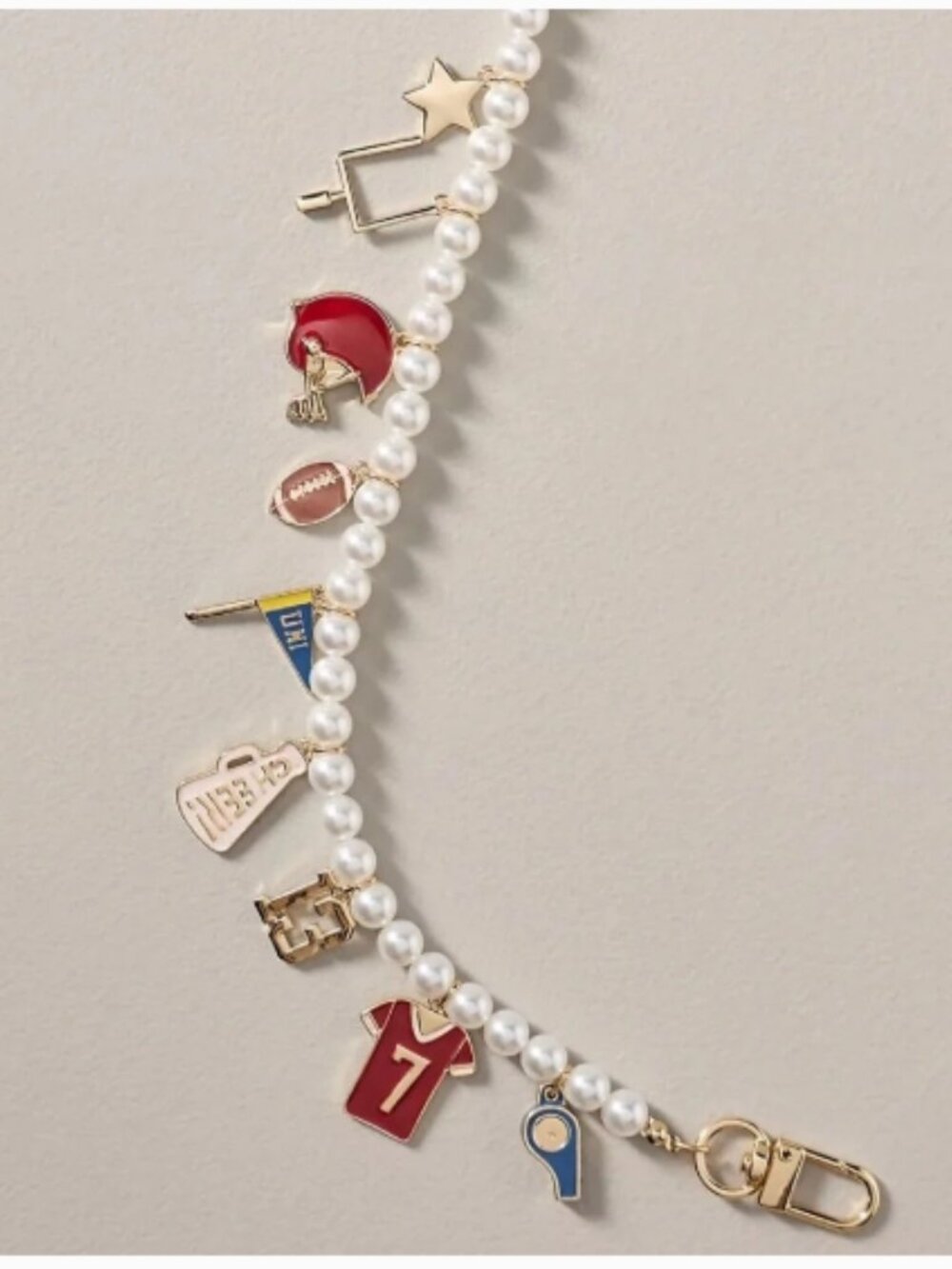 NWT Anthropologie Icon Pearl Football Purse Charm - Picture 4 of 11